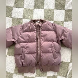 H&M down feather puffer coat jacket 2t mushroom brown